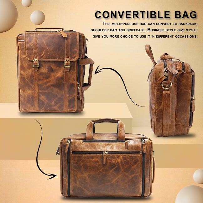 Heritage 3-in-1 Leather Bag Brown